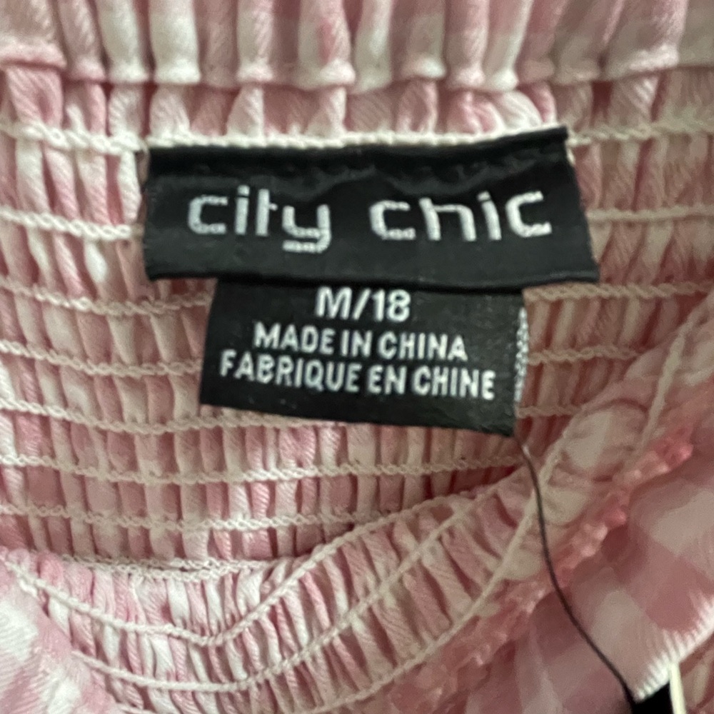 NWT City Chic Pink White Gingham Maxi Tiered Dress Size 18 - Picture 5 of 9
